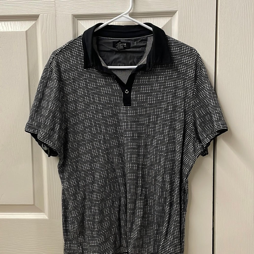 Alfani black and grey pattern polo shirt